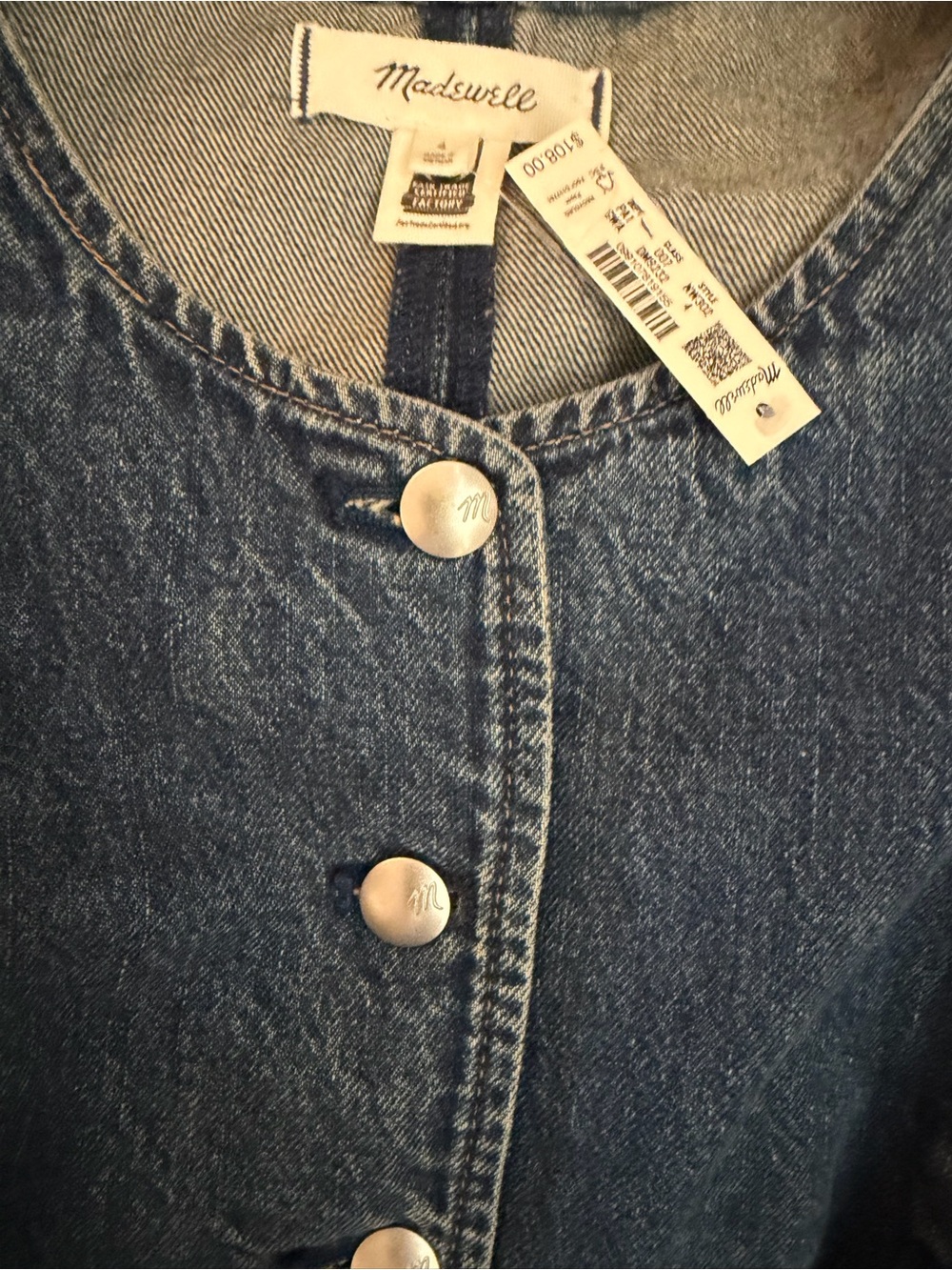 MADEWELL SIZE 4 Denim Crewneck Cutaway Vest in Greendale Wash NW302 $108 - Picture 8 of 8